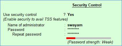 Security Control and Password in TallyERP9